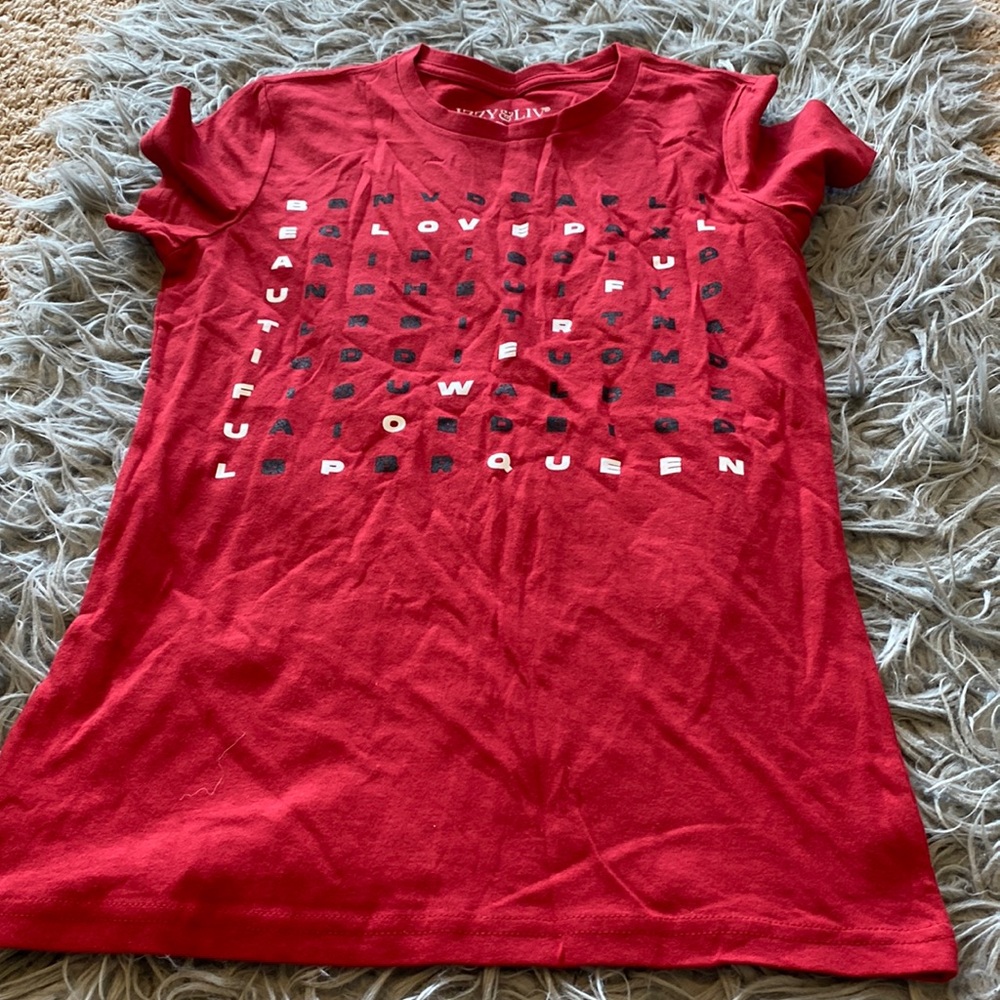 Izzy & Liv red word search shirt